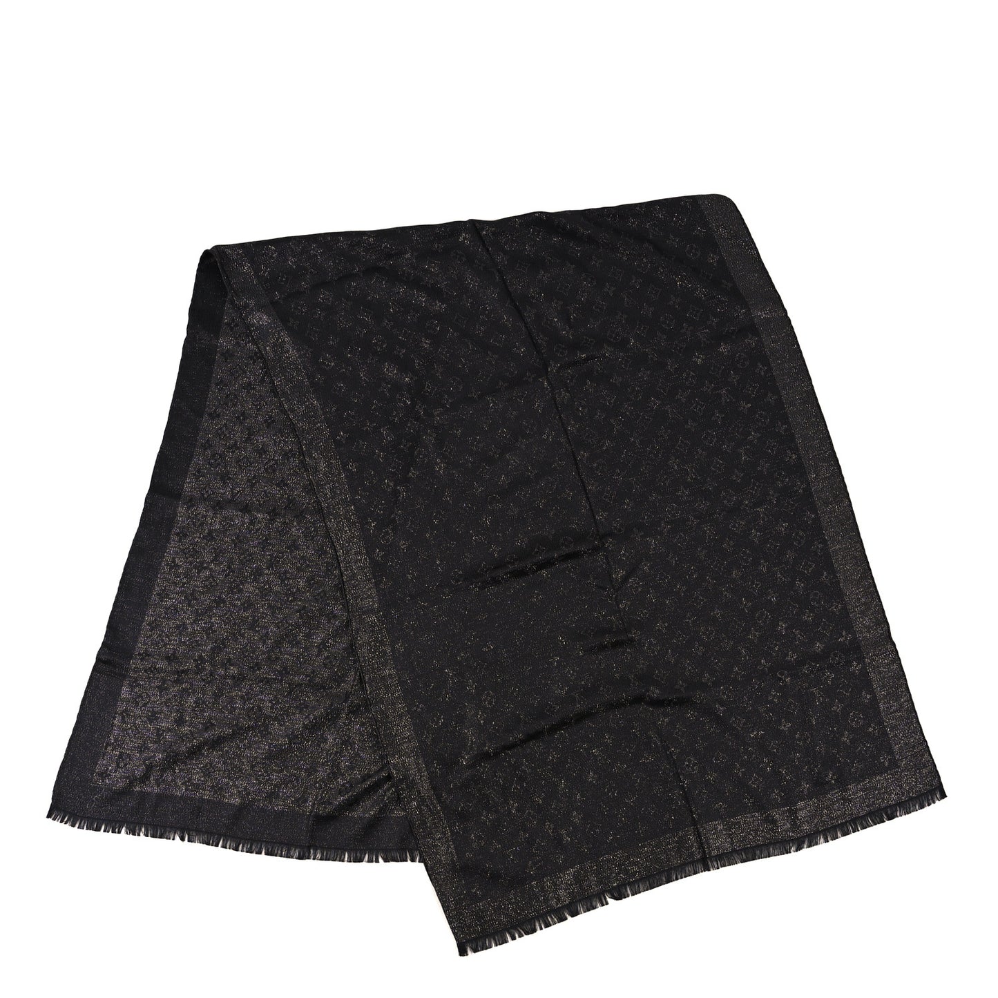 Silk Blend Monogram Shine Shawl Black Silver