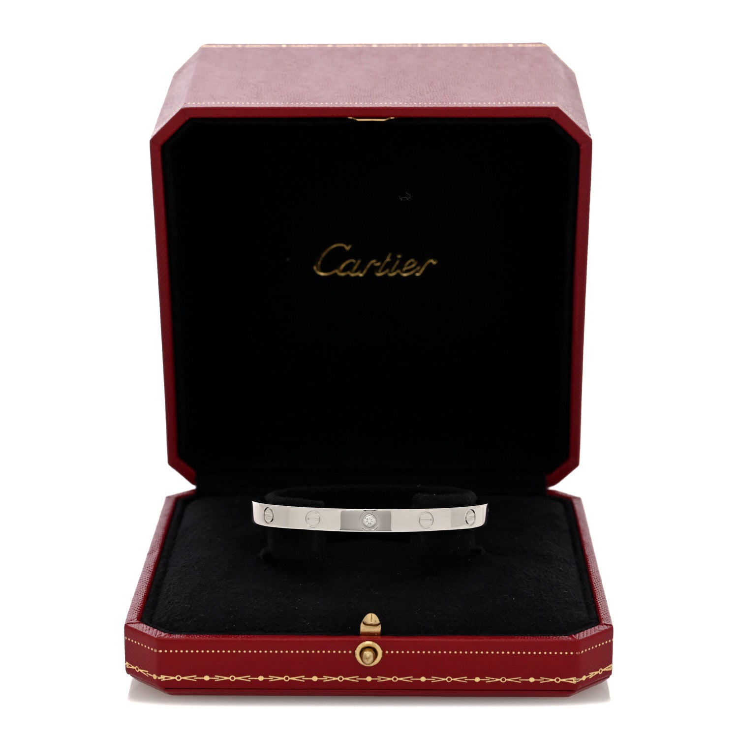 Cartier 18K White Gold 1 Diamond LOVE Cuff Bracelet 18 4 of 4