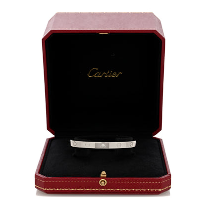 Cartier 18K White Gold 1 Diamond LOVE Cuff Bracelet 18 4 of 4