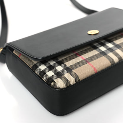 Burberry Calfskin Vintage Check New Hampshire Bag Black 7 of 8