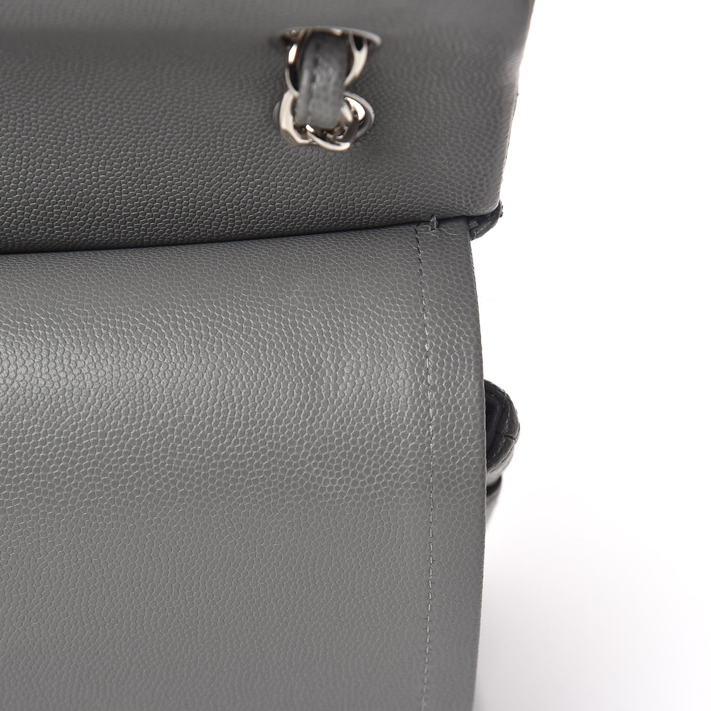 Caviar Quilted Jumbo Double Flap Grey