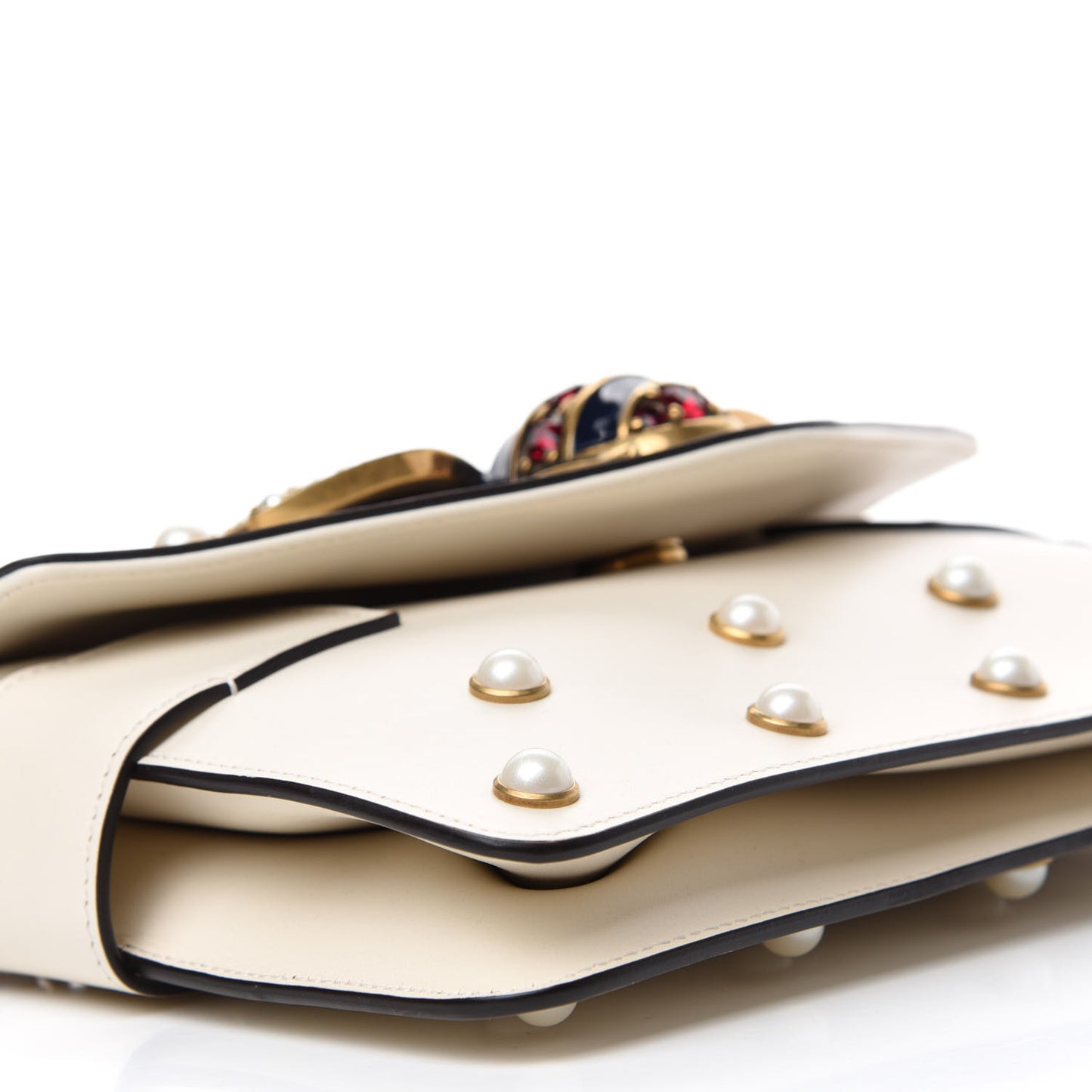 Nappa Pearl Studded Mini Queen Margaret Broadway Shoulder Bag Mystic White