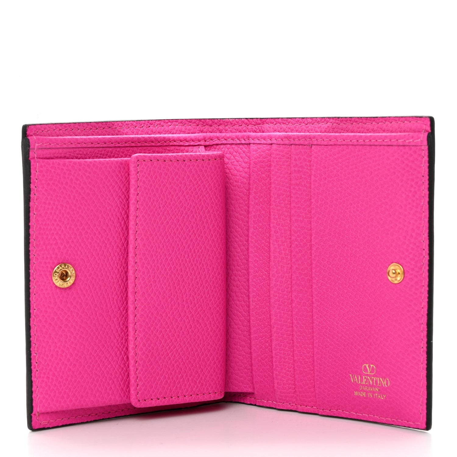 Valentino Garavani Grainy Calfskin Compact Vlogo Wallet Pink PP 5 of 7