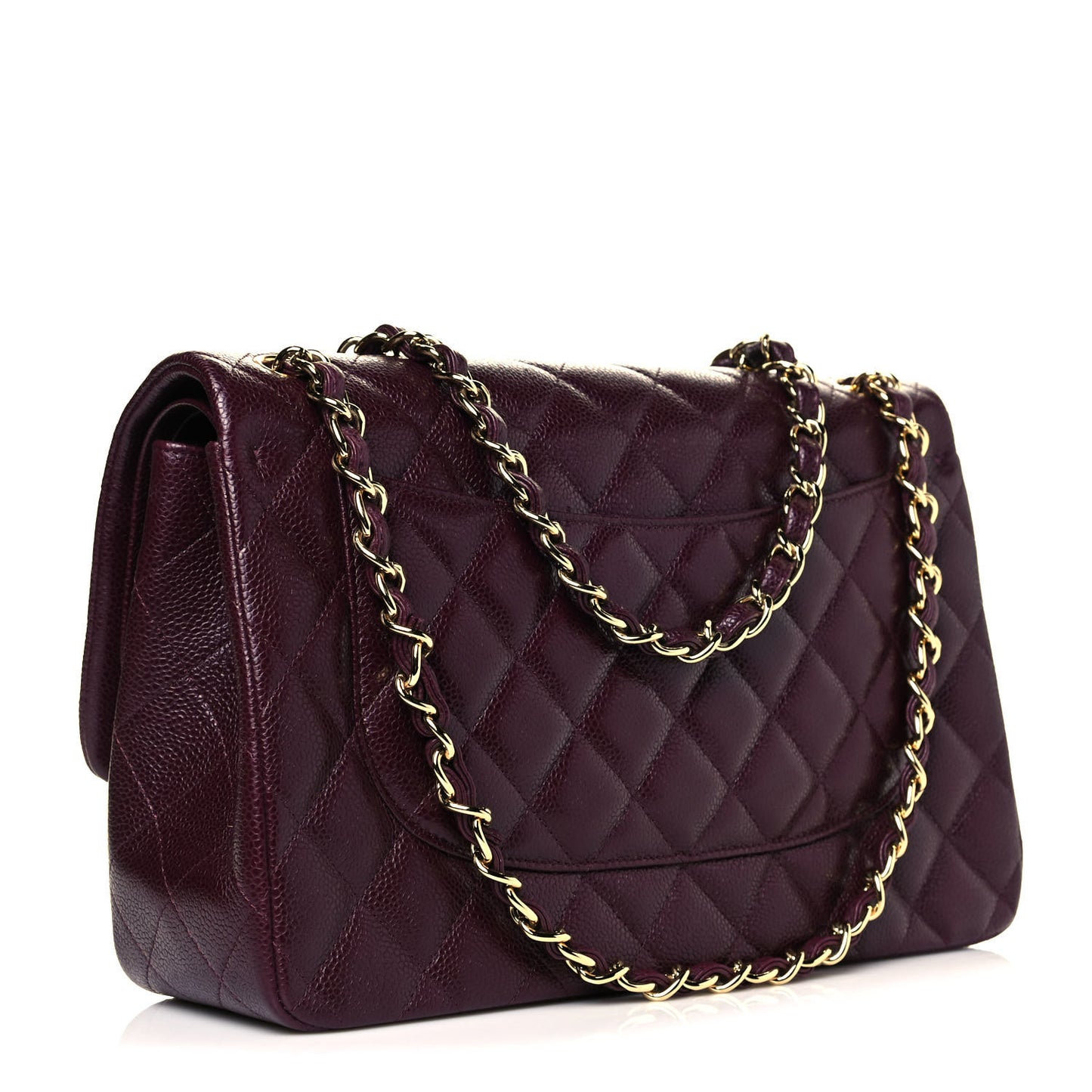 Caviar Quilted Jumbo Double Flap Burgundy