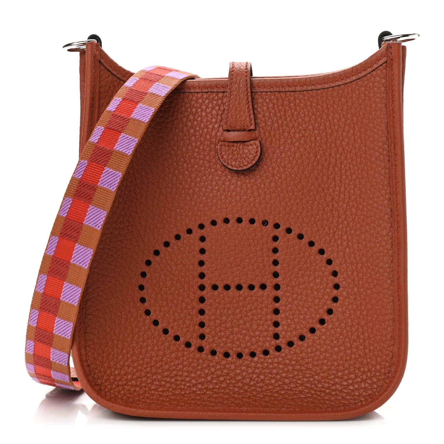 Hermes Taurillon Clemence Maxi Quadrille Evelyne TPM Cuivre Capucine Parme Rouge Duchess 1 of 11