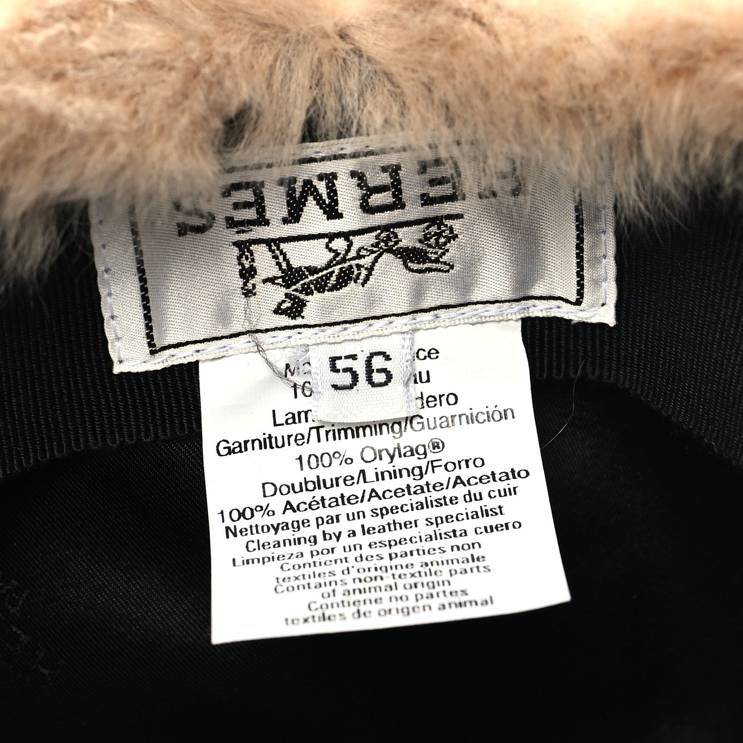 Hermes Suede Orylag Fur Boreale Pillbox Hat 56 Grey 8 of 8
