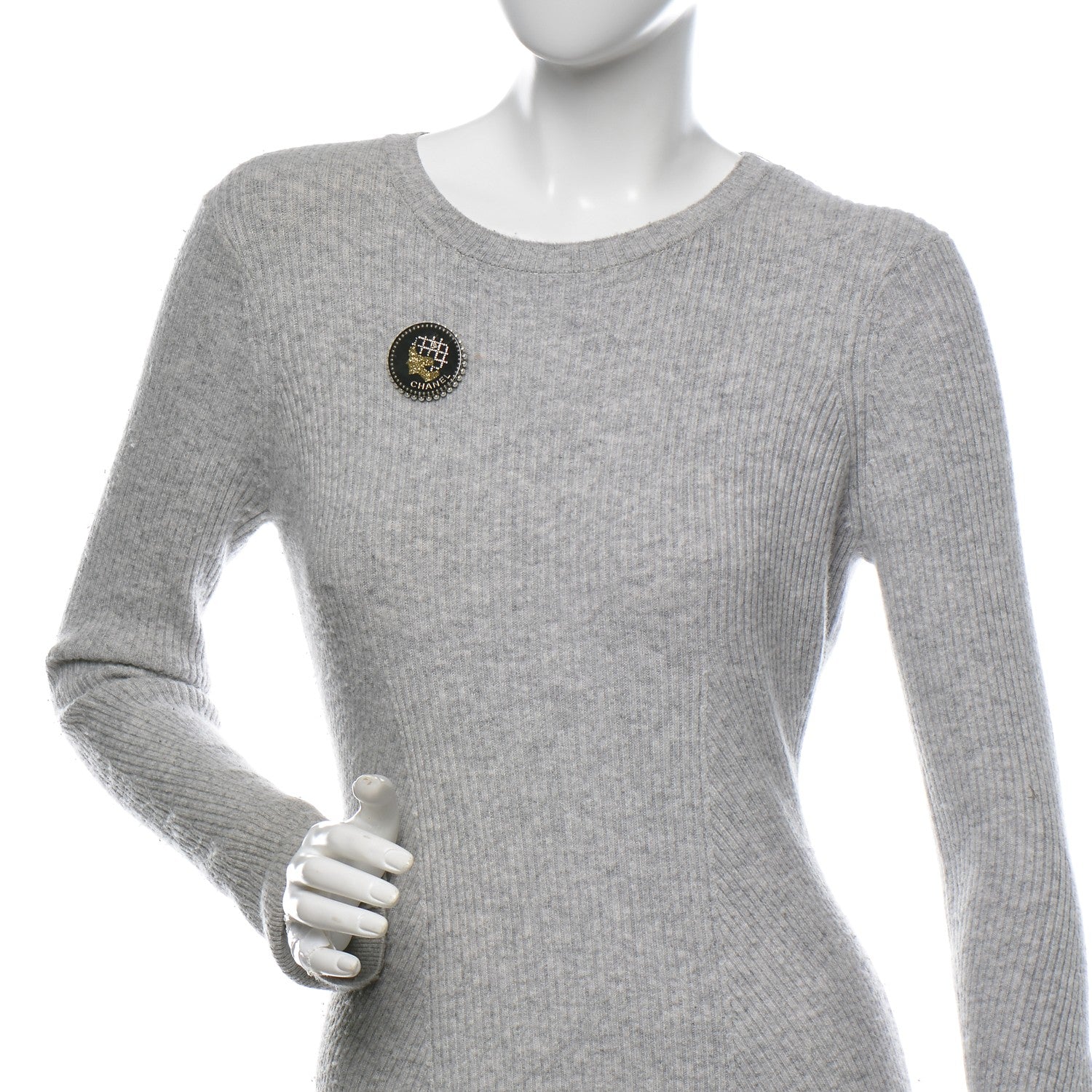 Chanel Strass Resin Pearl Coco Profile Brooch Black 2 of 4