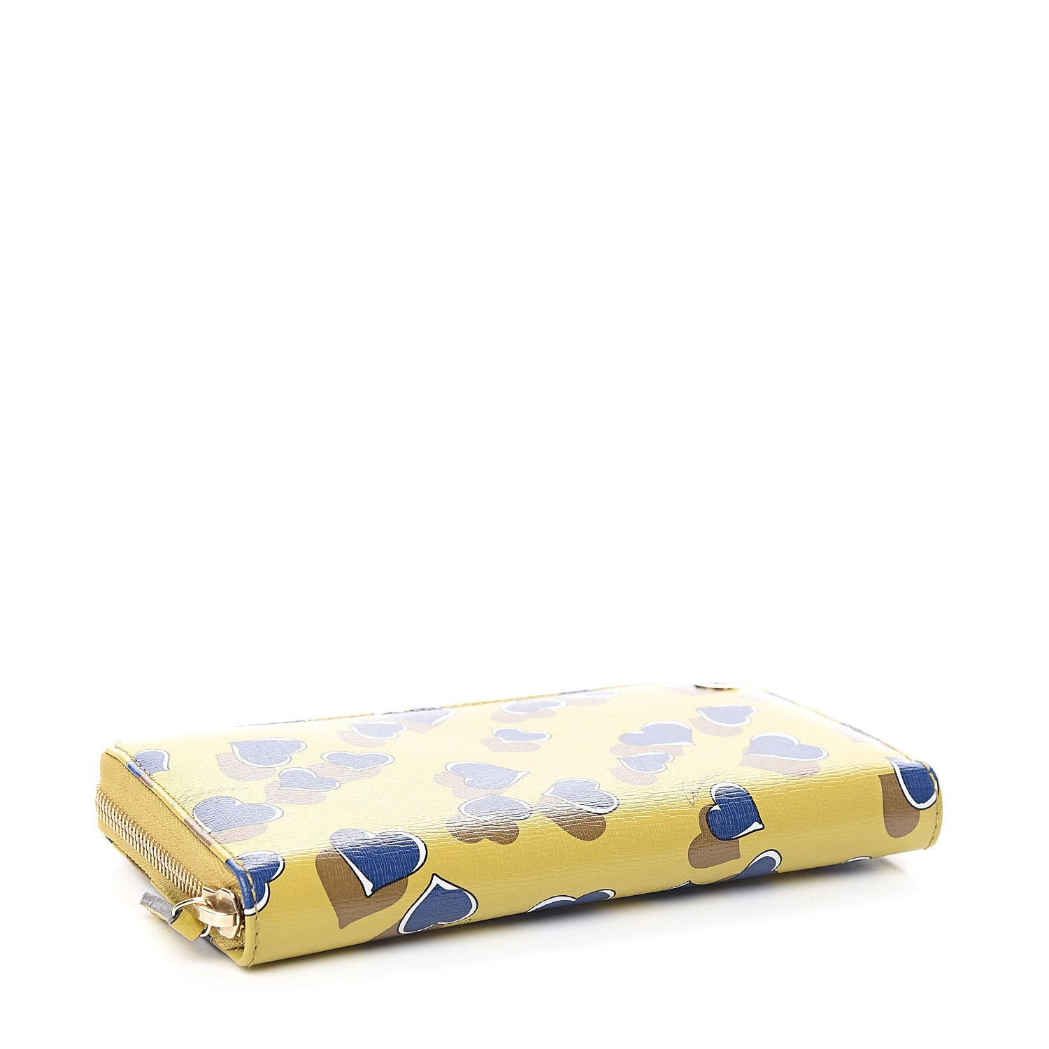 Gucci Calfskin Heartbeat Print Zip Around Wallet Yellow 3 of 6