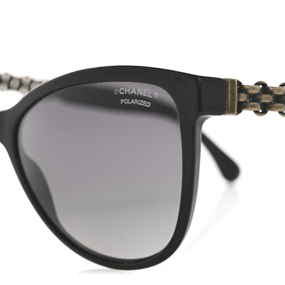 Chanel Acetate Polarized Cat Eye Chain Sunglasses 5326 Black 7 of 9