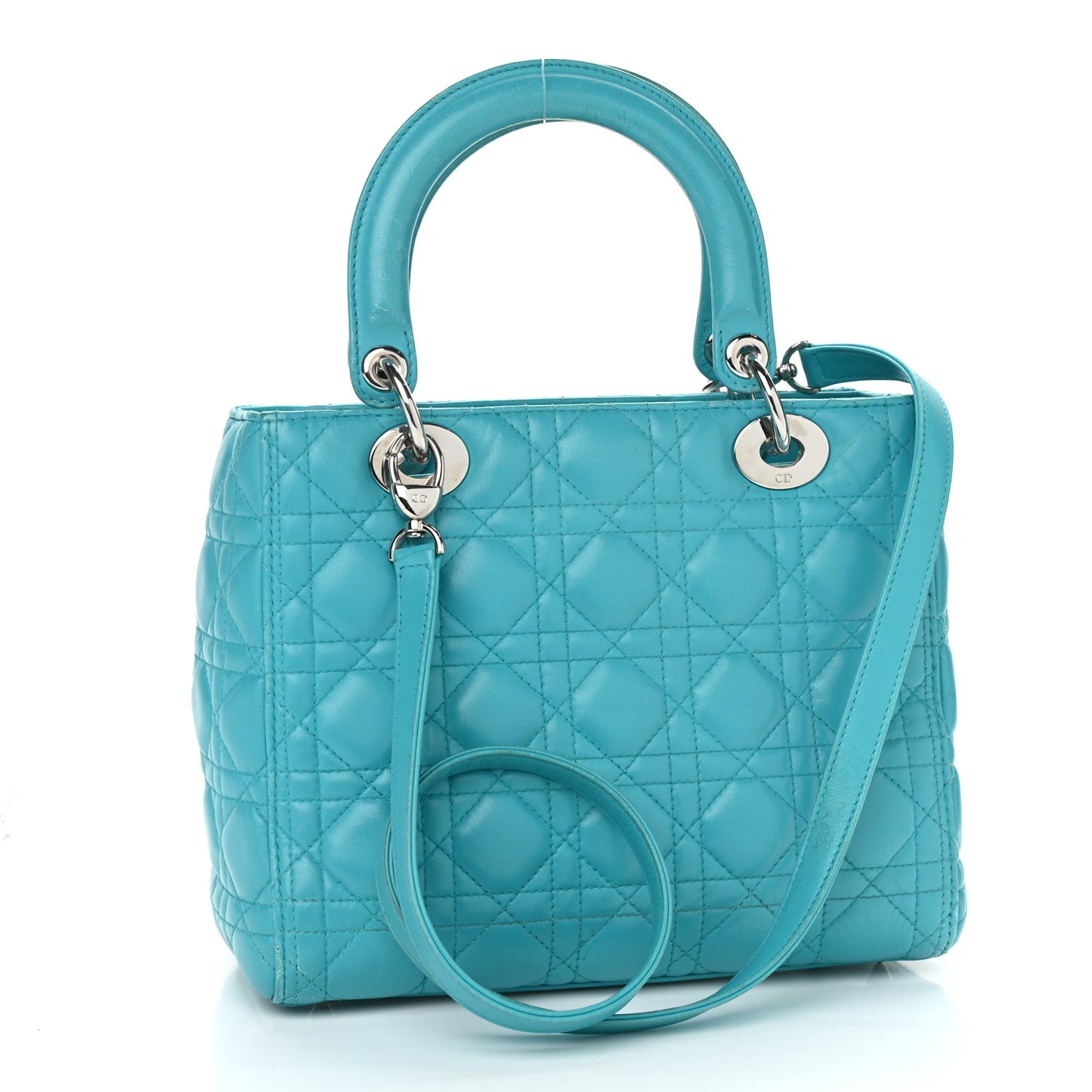 Lambskin Cannage Medium Lady Dior Turquoise