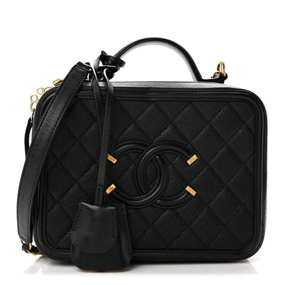 Chanel Caviar Quilted Medium CC Filigree Vanity Case Black 1 of 13