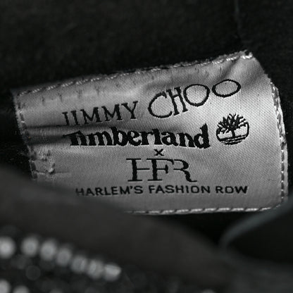 Jimmy Choo X TIMBERLAND Nubuck Swarovski Crystal Womens Ankle Boots 9 Black 8 of 8