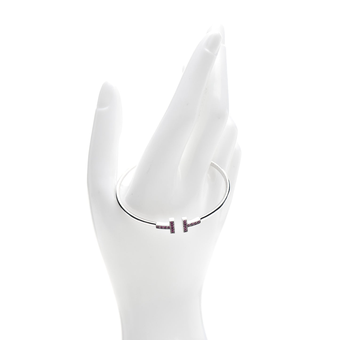 18K White Gold Ruby T Wire Bracelet