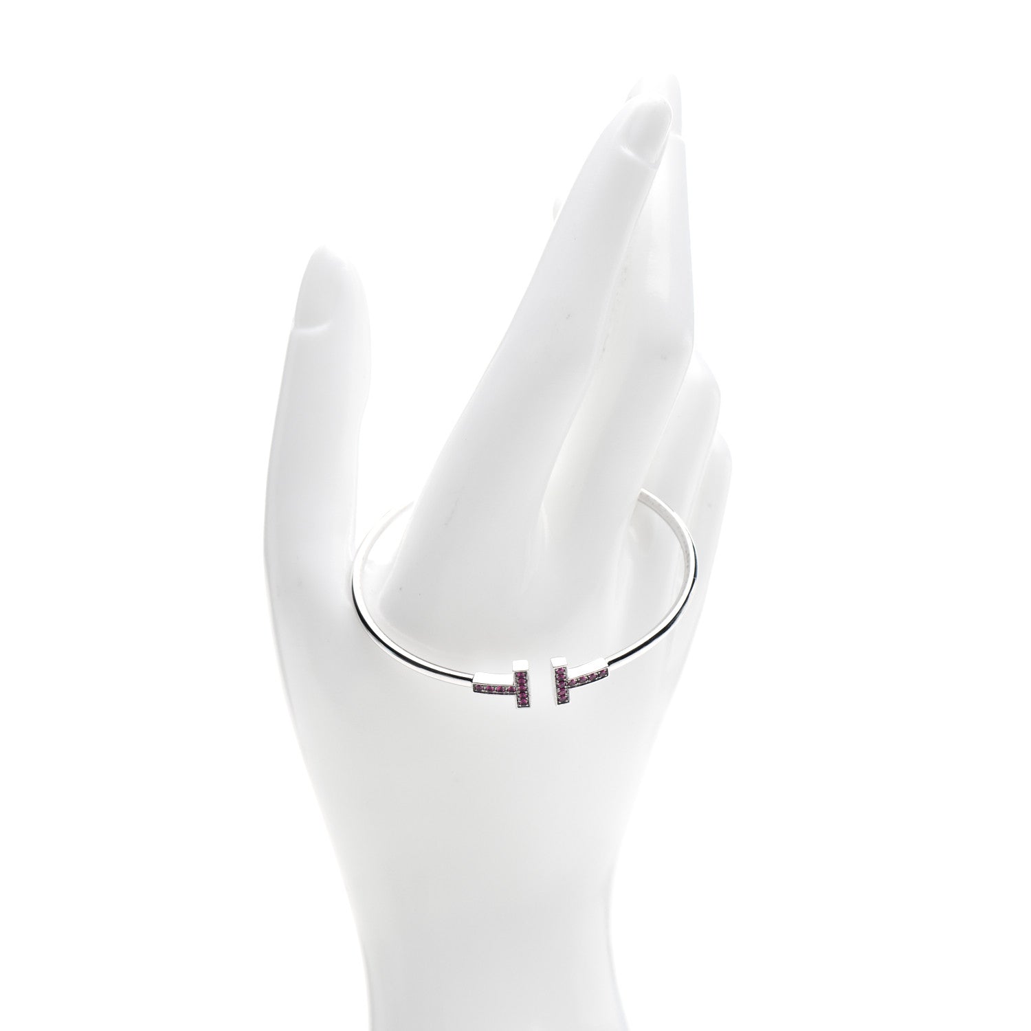 Tiffany 18K White Gold Ruby T Wire Bracelet 2 of 5