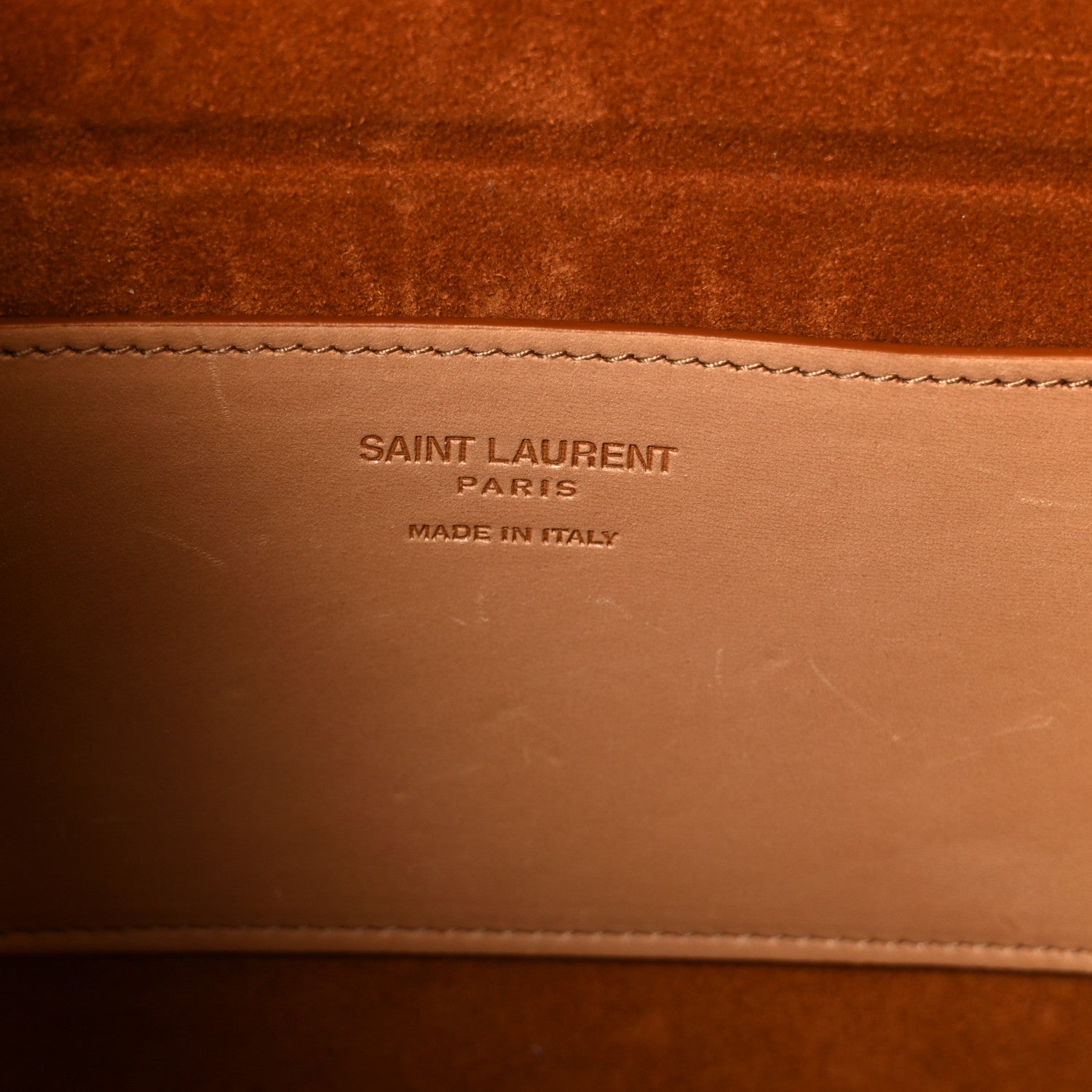 Saint Laurent Calfskin Monogram Take Away Box Dusty Vintage Brown Gold 6 of 11