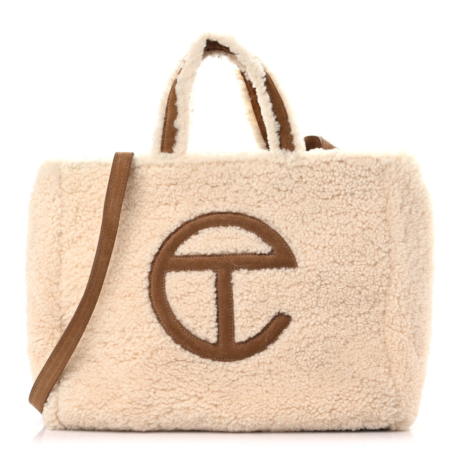Telfar X UGG Suede Shearling Medium Shopping Bag Natural 1 of 15