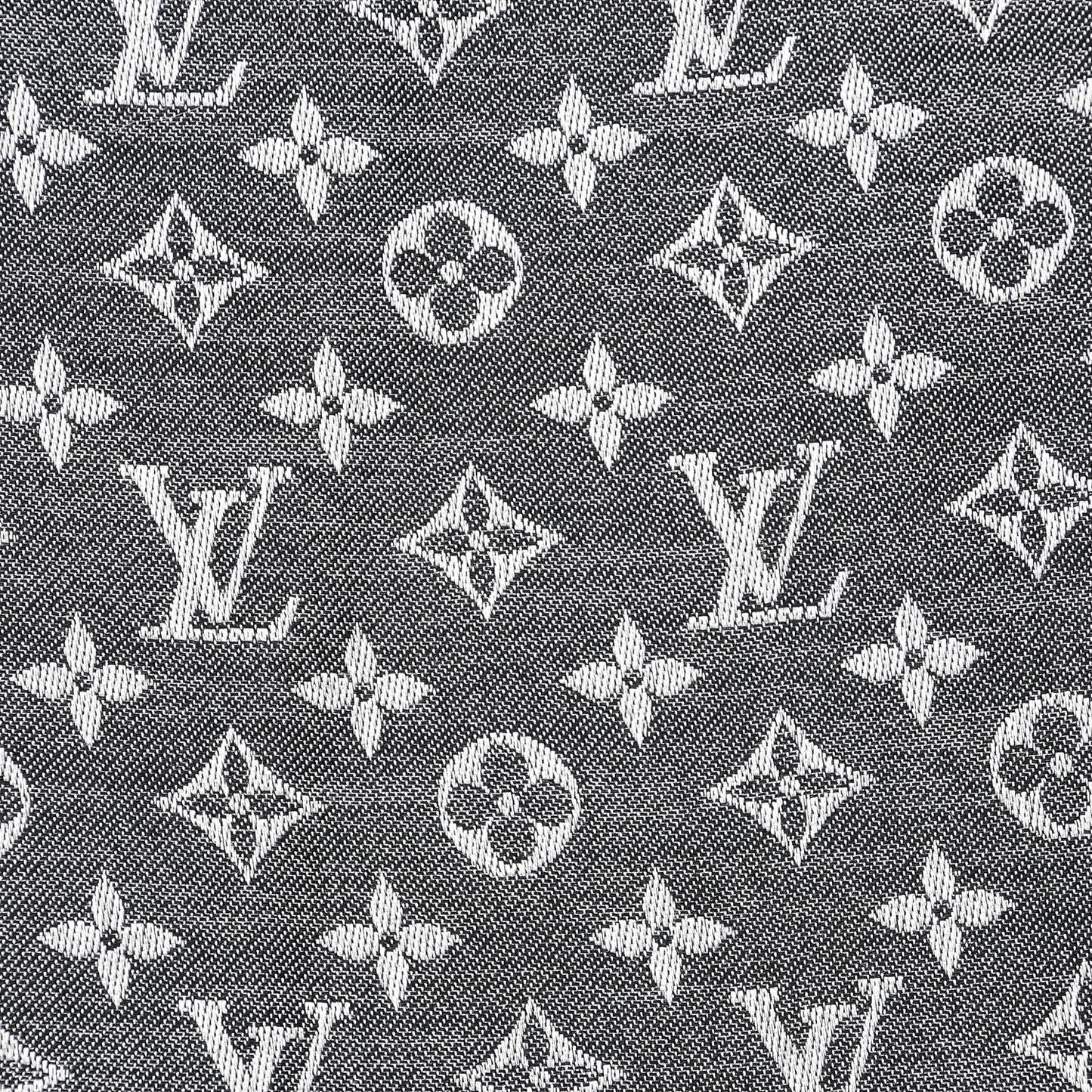 Silk Wool Monogram Denim Shawl Black