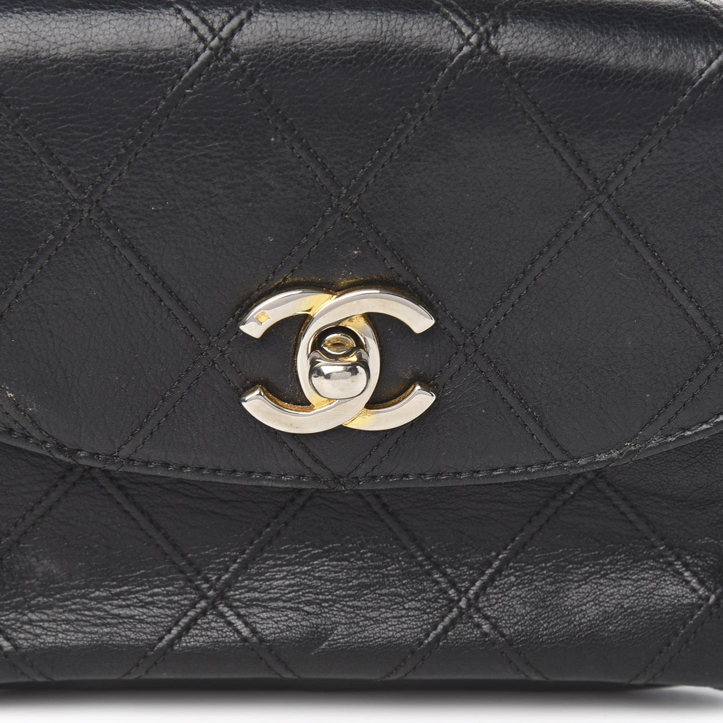 Lambskin Diamond Stitched Flap Waist Belt Bag 65 Black
