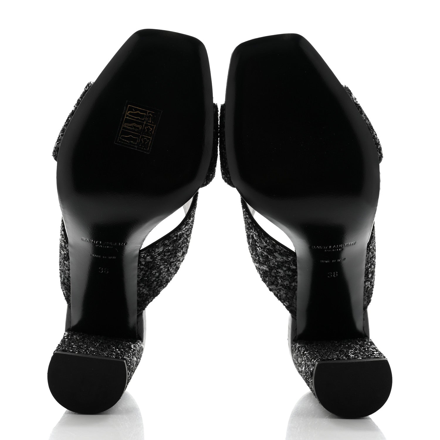 Saint Laurent Glitter LouLou 70 Mule Sandals 38 Black 5 of 9