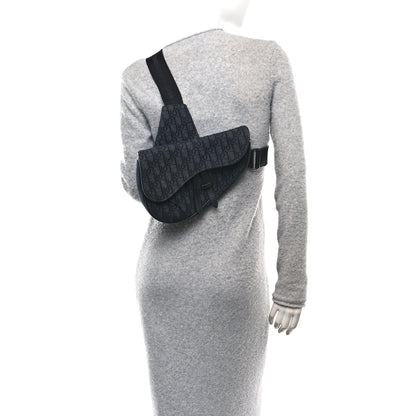 Christian Dior Oblique Mens Saddle Bag Black Blue 2 of 13