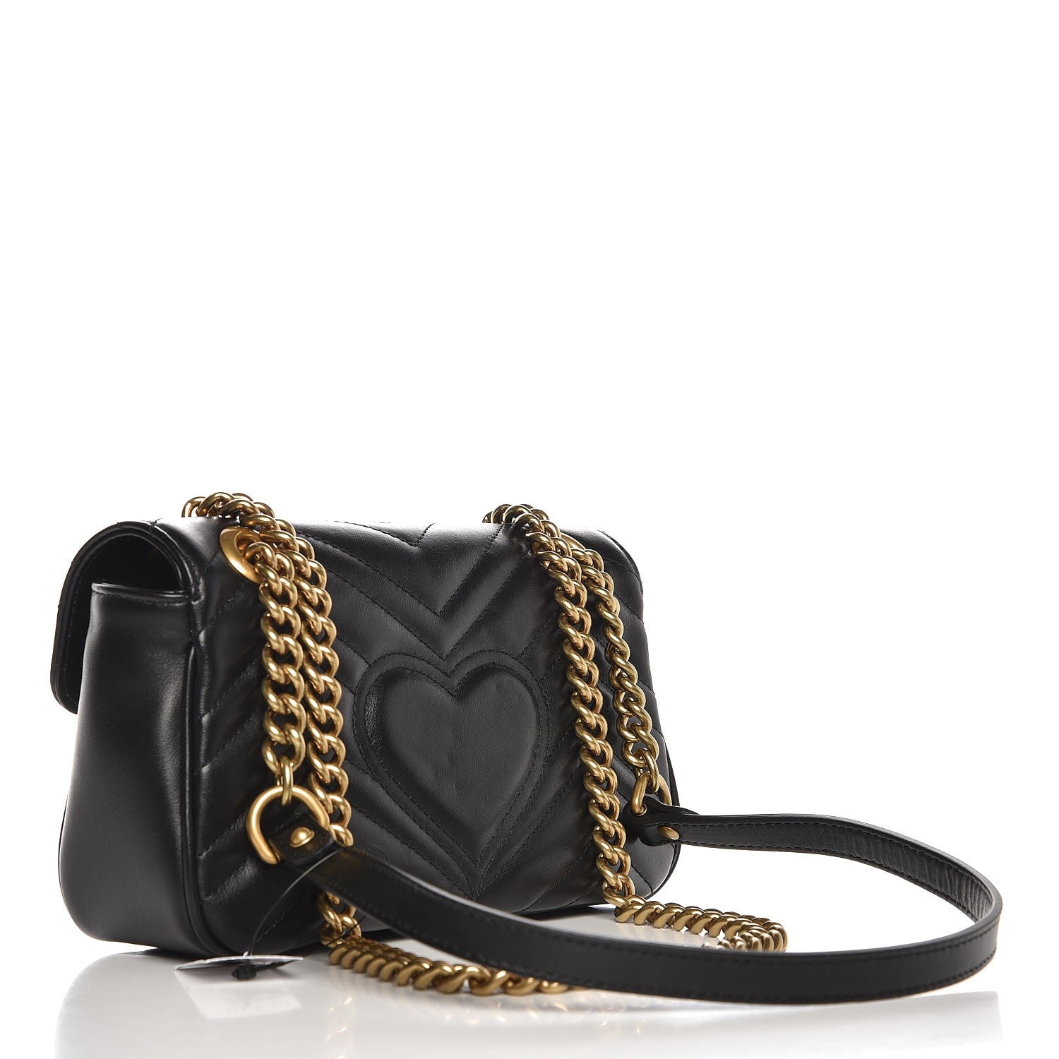 Gucci Calfskin Matelasse Mini GG Marmont Shoulder Bag Black 3 of 8