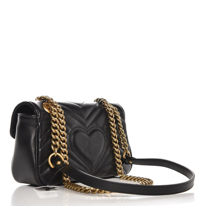 Gucci Calfskin Matelasse Mini GG Marmont Shoulder Bag Black 3 of 8