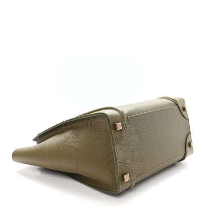 Celine Drummed Calfskin Micro Luggage Dark Olive 4 of 10