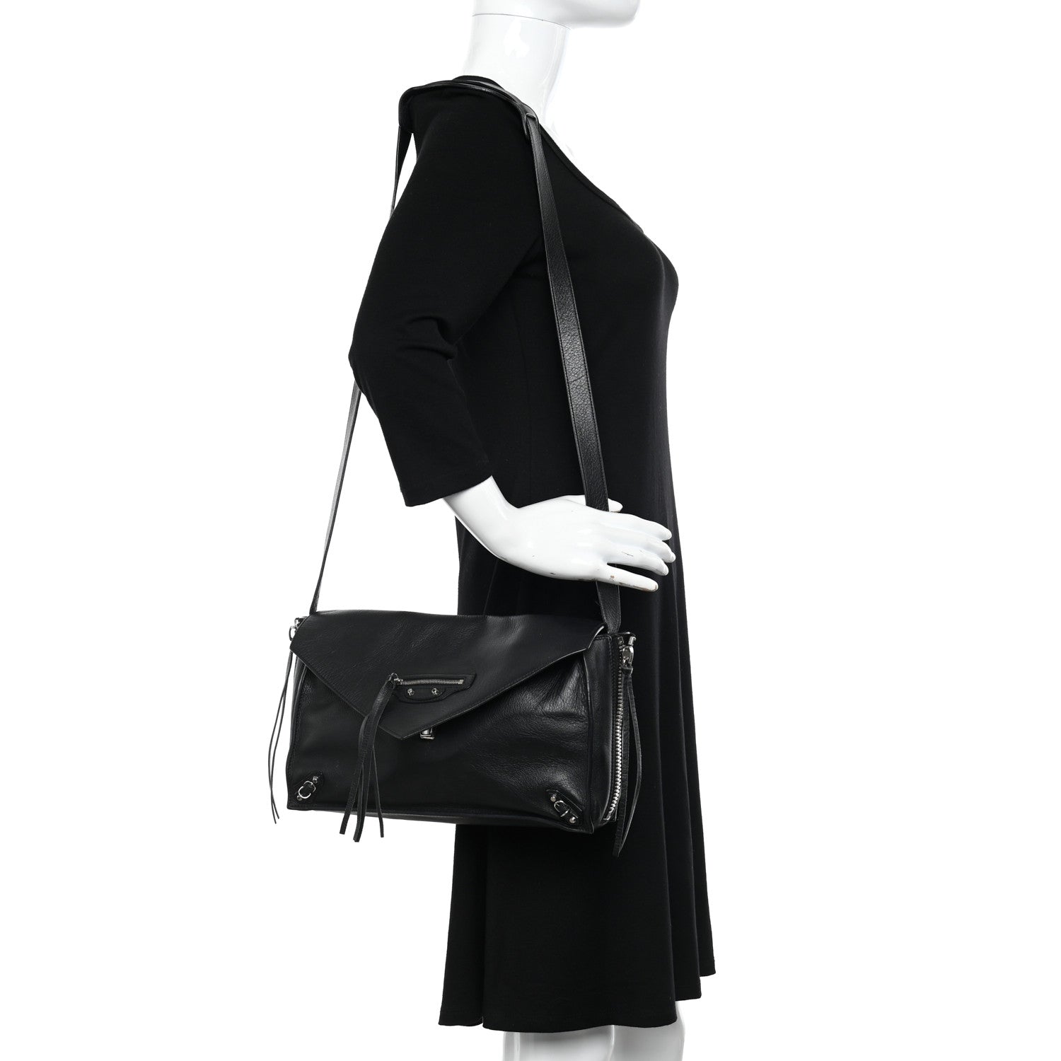 Balenciaga Calfskin Papier Sight Clutch Black 2 of 11