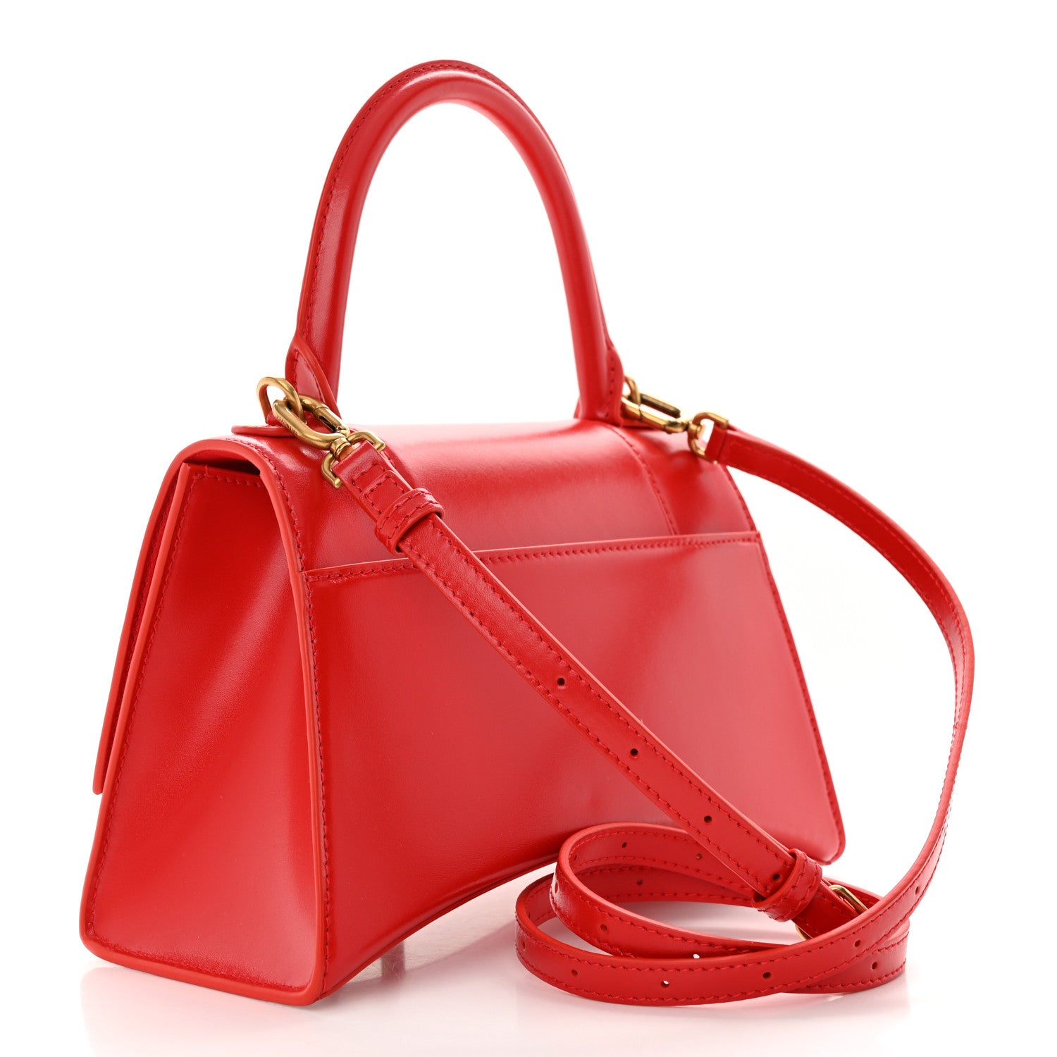 Balenciaga Shiny Box Calfskin Small Hourglass Top Handle Bag Bright Red 3 of 11