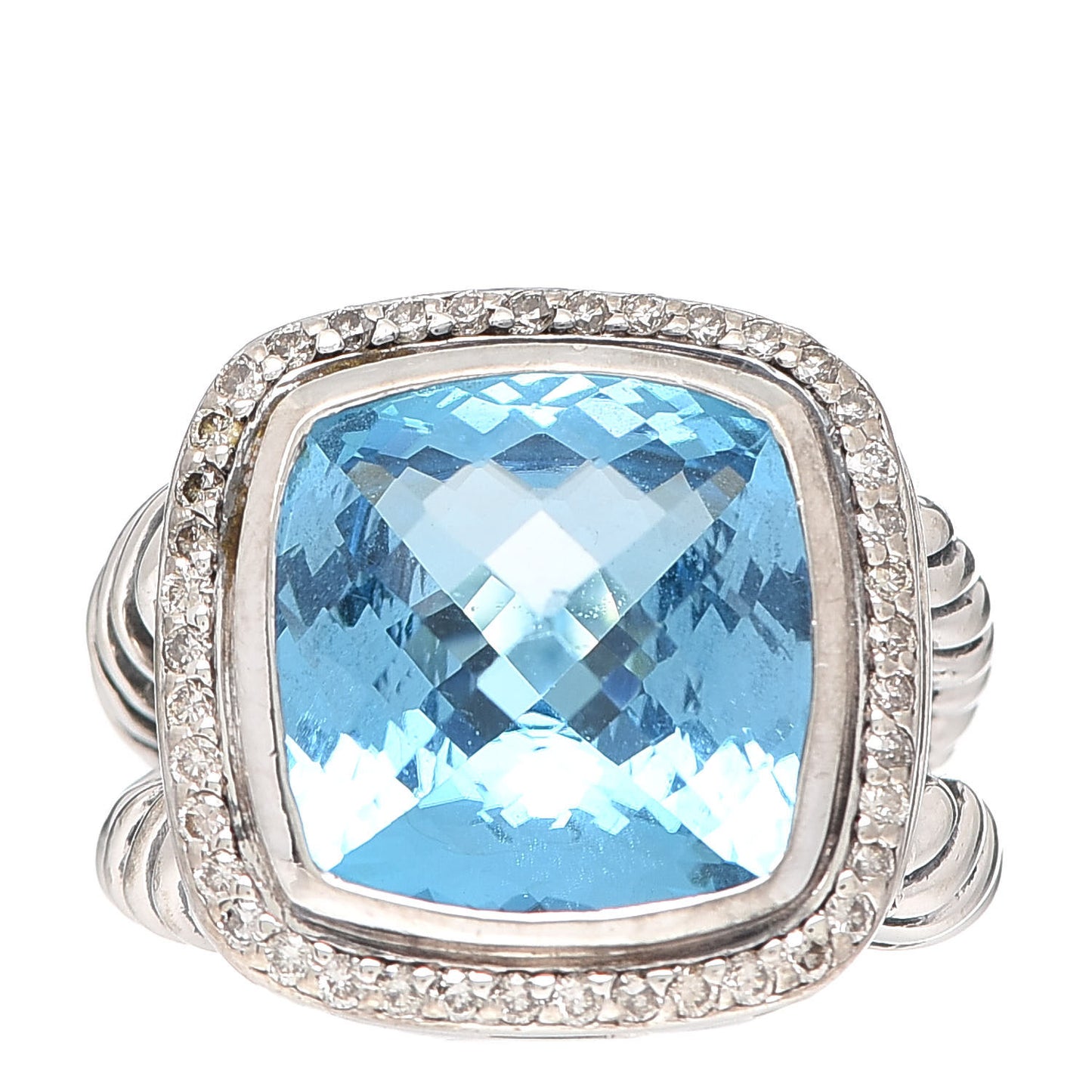 Sterling Silver Diamond Blue Topaz 14mm Albion Ring 54 7