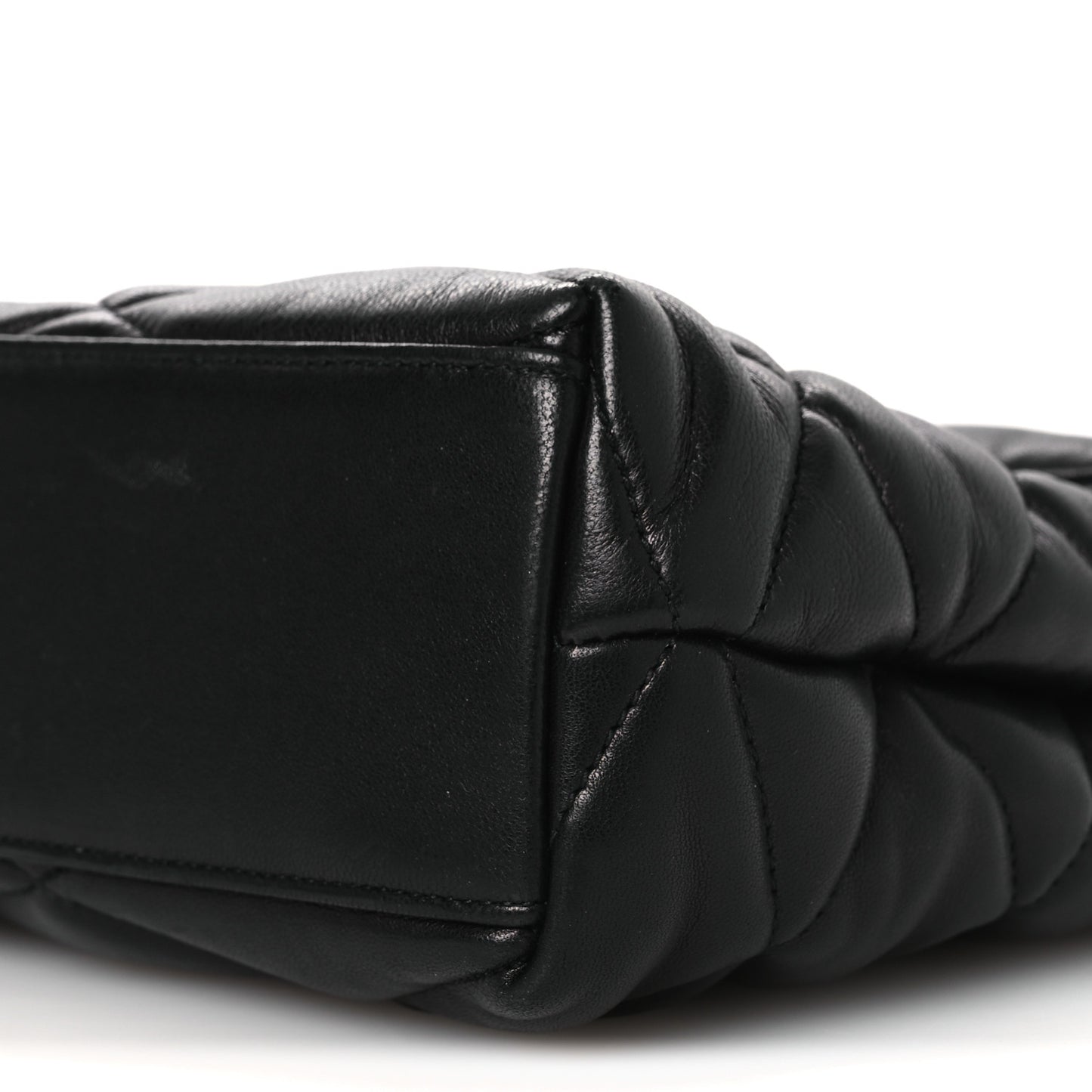 Lambskin Quilted Sade Puffer Envelope Clutch Black