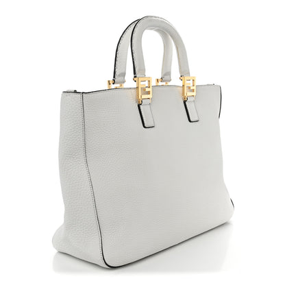Fendi Vitello Glacier Medium FF Tote White 2 of 11