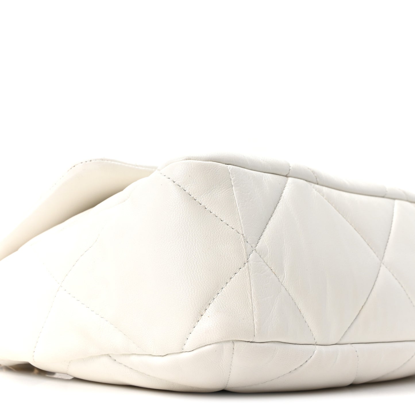 Goatskin Quilted Large Chanel 19 Flap White