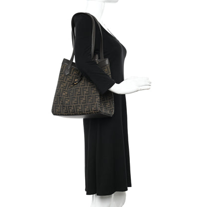 Fendi Fabric Jacquard Vitello Grace FF 1974 Medium Fendi Origami Tobacco Moro Ebano 2 of 14