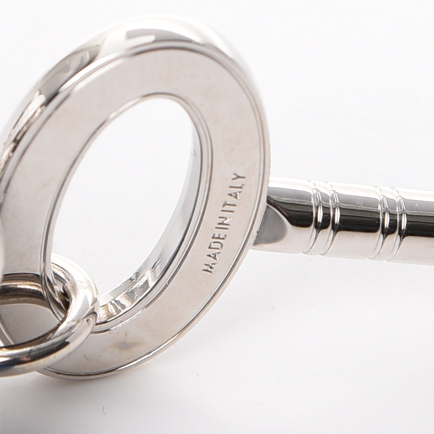 Calfskin S Lock Bag Charm Key Holder Silver