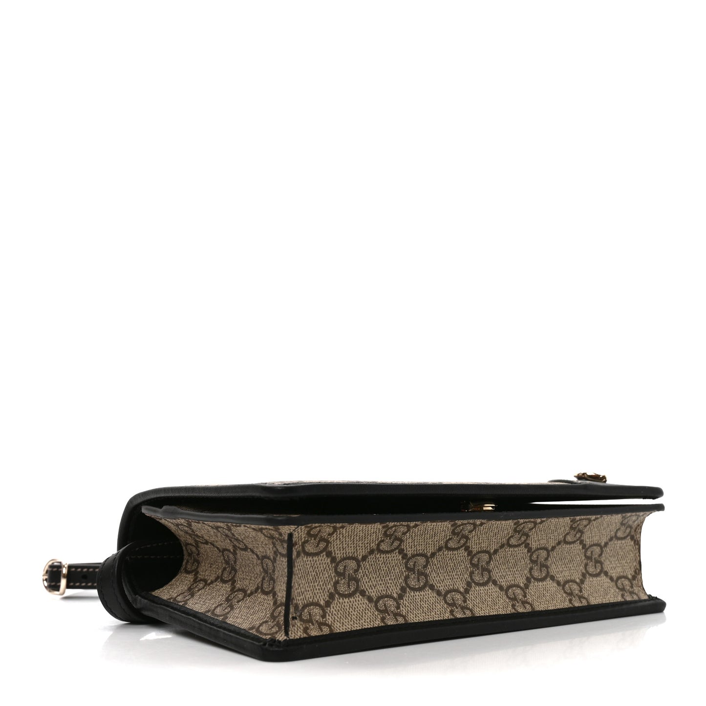GG Emblem Monogram Wallet With Strap Beige Ebony Black