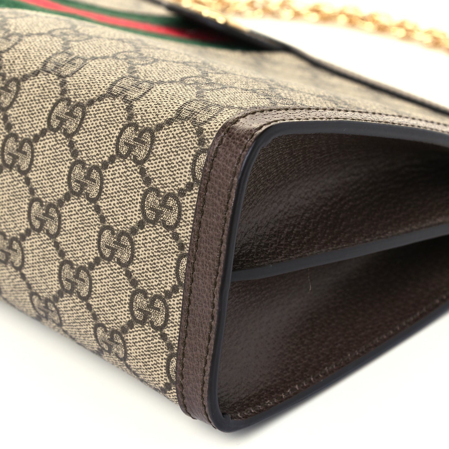 GG Supreme Monogram Web Medium Ophidia Chain Shoulder Bag Brown