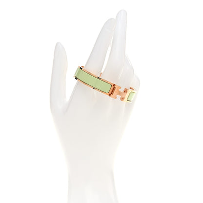 Hermes Enamel Narrow Clic Clac H Bracelet PM Vert Amande 2 of 5
