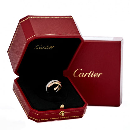 Cartier 18K White Yellow Pink Gold Diamond Small Trinity Paved Ring 49 4.75 8 of 8