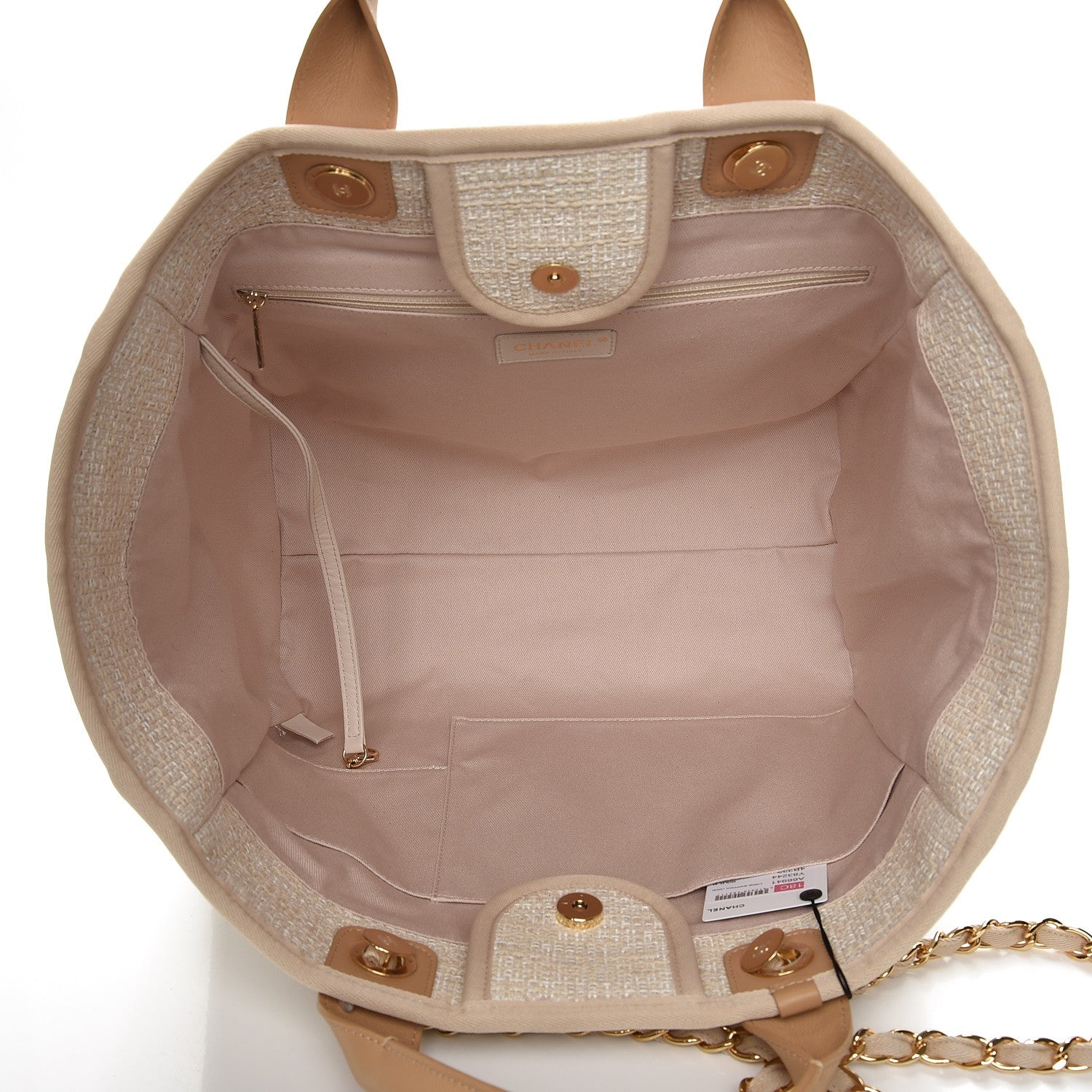 Chanel Canvas Large Deauville Tote Light Beige 6 of 8