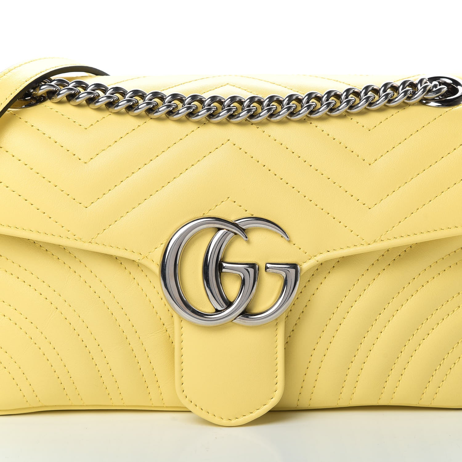 Gucci Calfskin Matelasse Small GG Marmont Shoulder Bag Banana 9 of 12