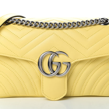 Gucci Calfskin Matelasse Small GG Marmont Shoulder Bag Banana 9 of 12