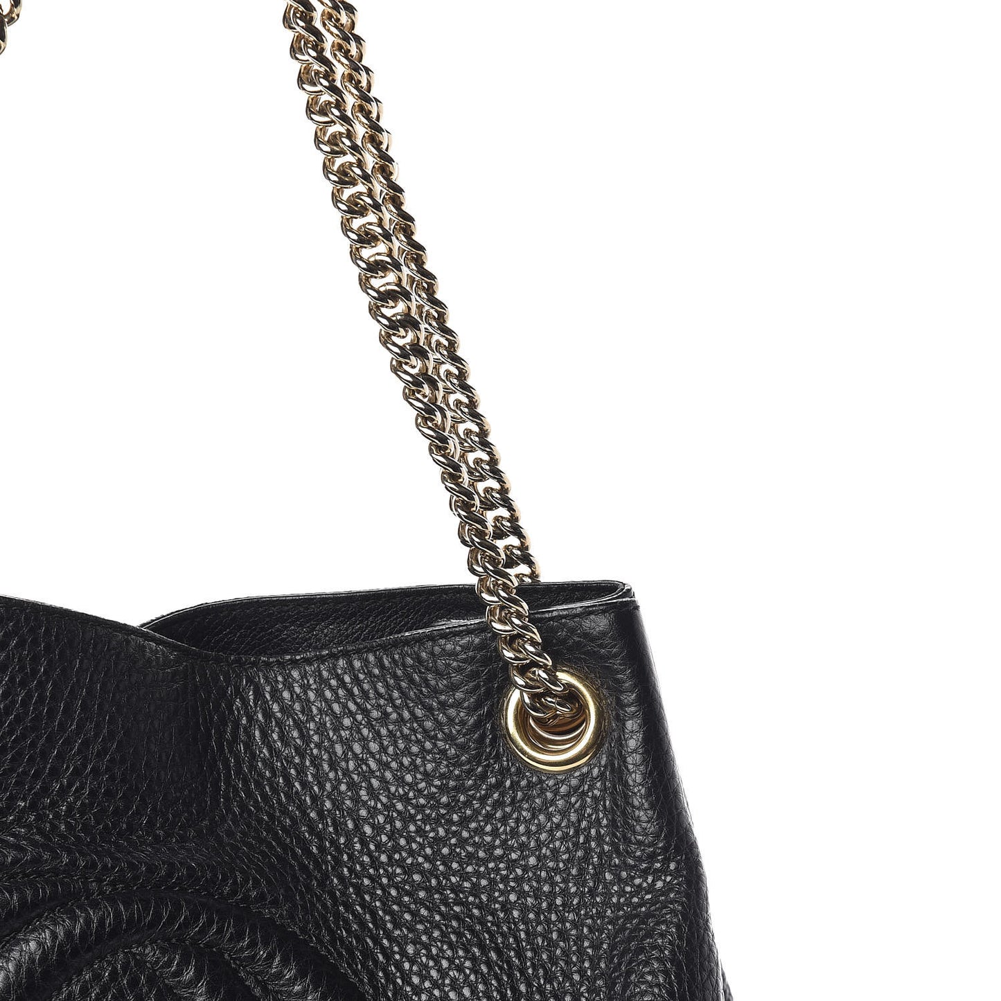 Pebbled Calfskin Medium Soho Chain Shoulder Bag Black
