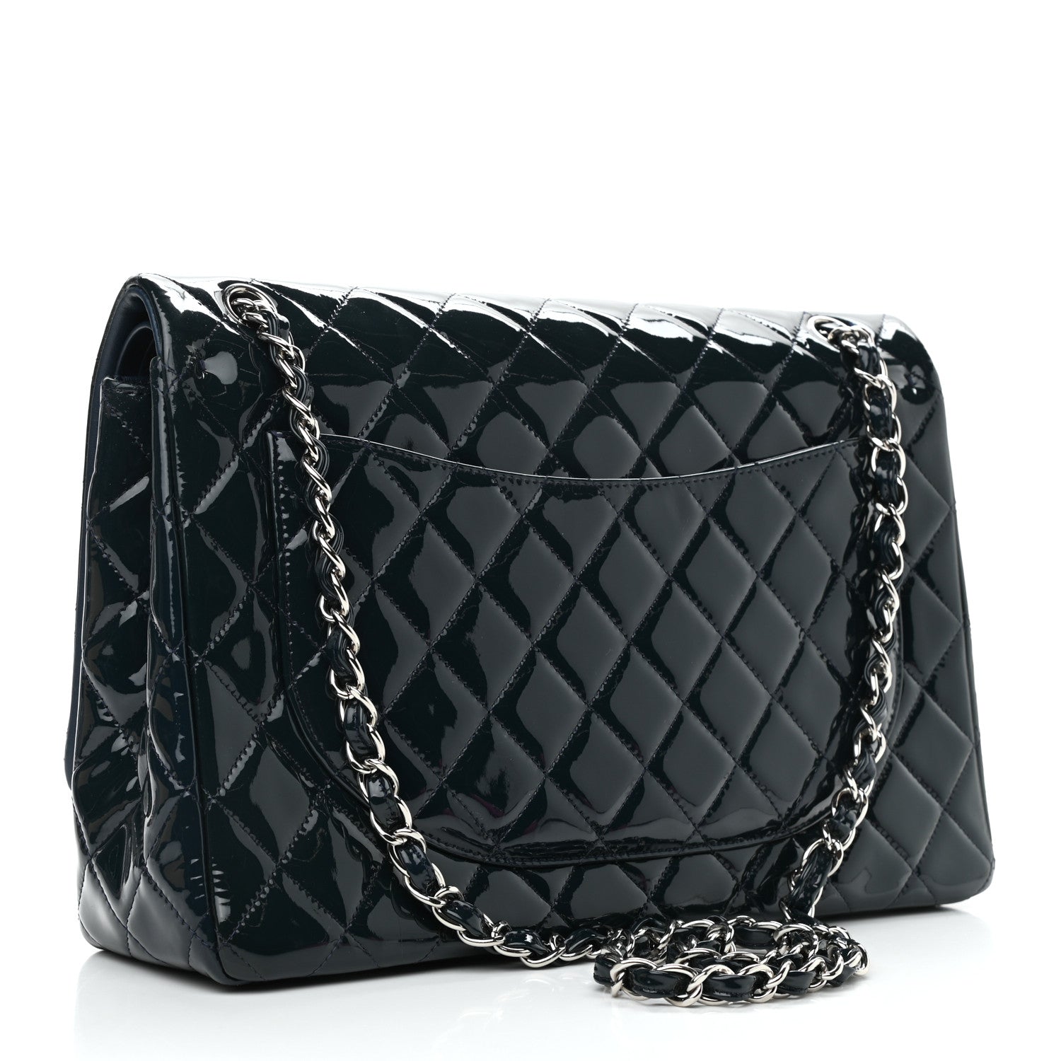 Chanel Patent Quilted Maxi Double Flap Navy 2 of 10