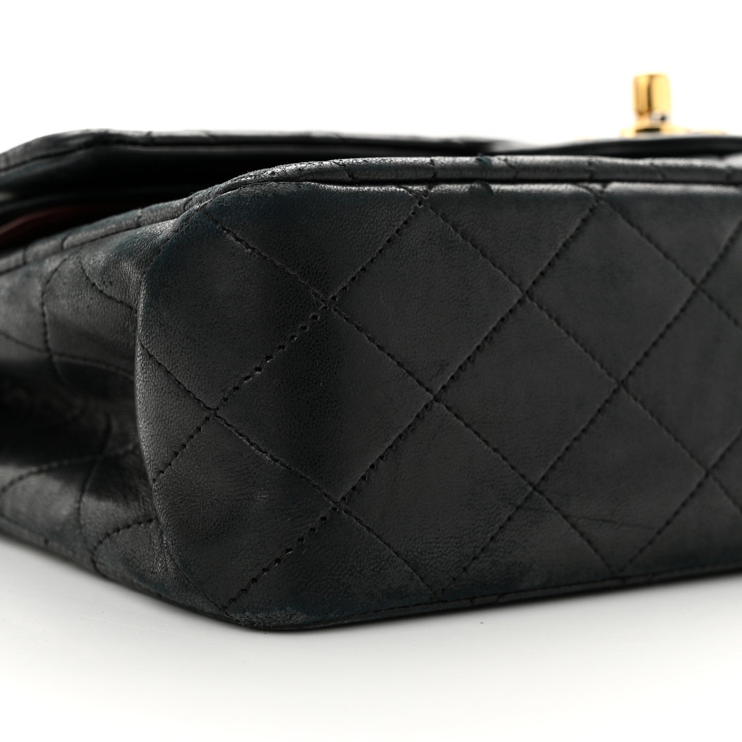 Lambskin Quilted Medium Double Flap Black