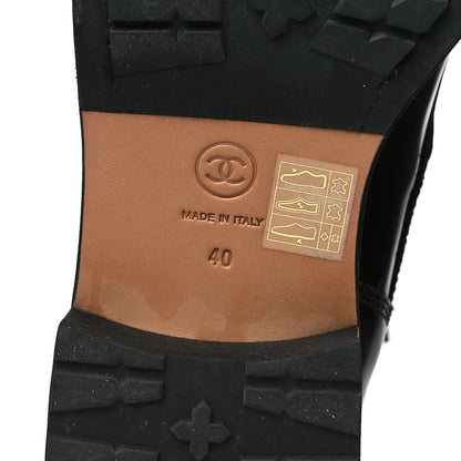 Chanel Shiny Calfskin Quilted CC Lace Up Combat Boots 40 Dark Burgundy 6 of 9