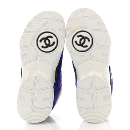 Chanel Suede Tweed Felt CC Sneakers 37 Purple 5 of 8