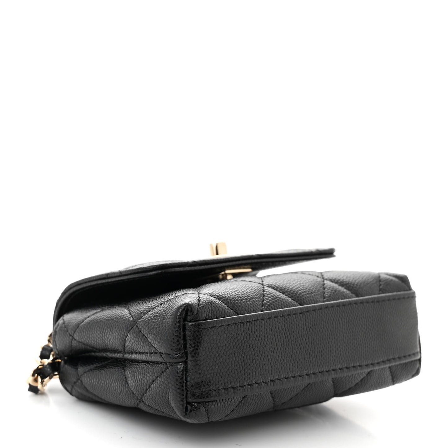 Caviar Quilted Nano Coco Handle Clutch With Chain Black