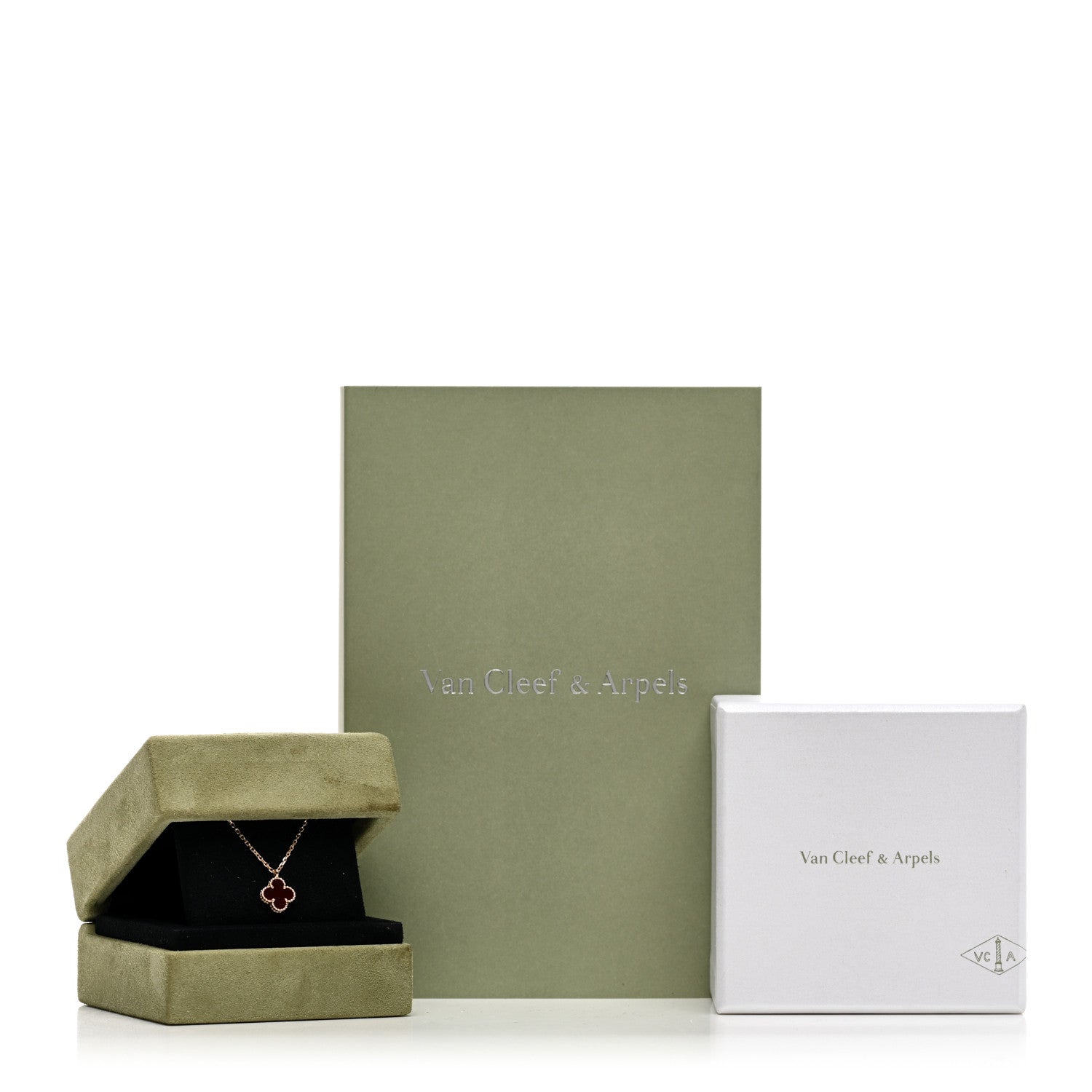 Van Cleef & Arpels 18K Rose Gold Carnelian Sweet Alhambra Pendant Necklace 5 of 5