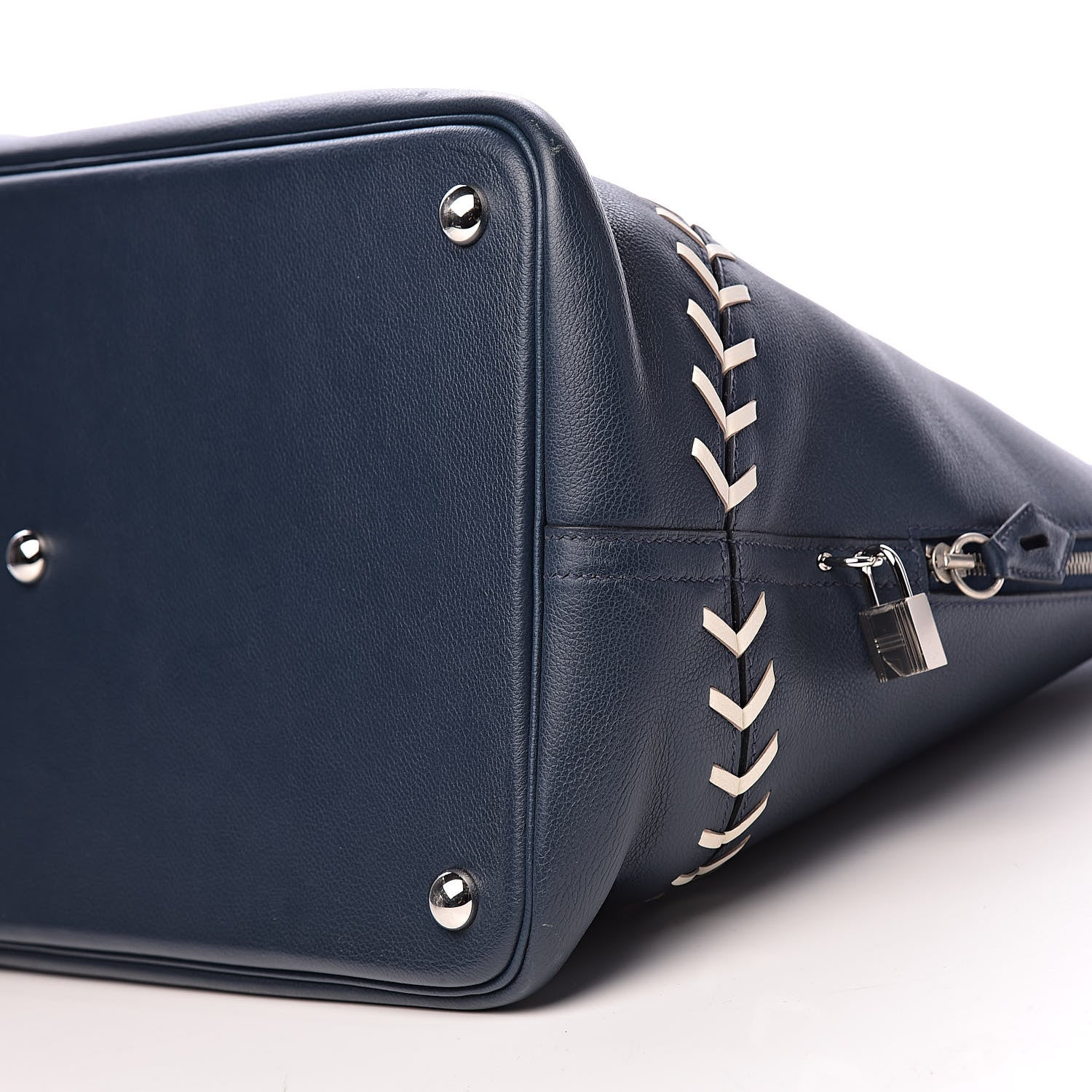 Hermes Evercolor 1923 Bolide 45 Baseball Bag Bleu De Malte Blanc 9 of 10